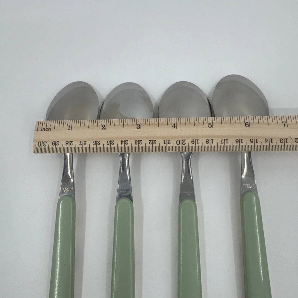 4 Pfaltzgraff Flower Garden Soup‎ Table Spoons Plastic/Stainless
